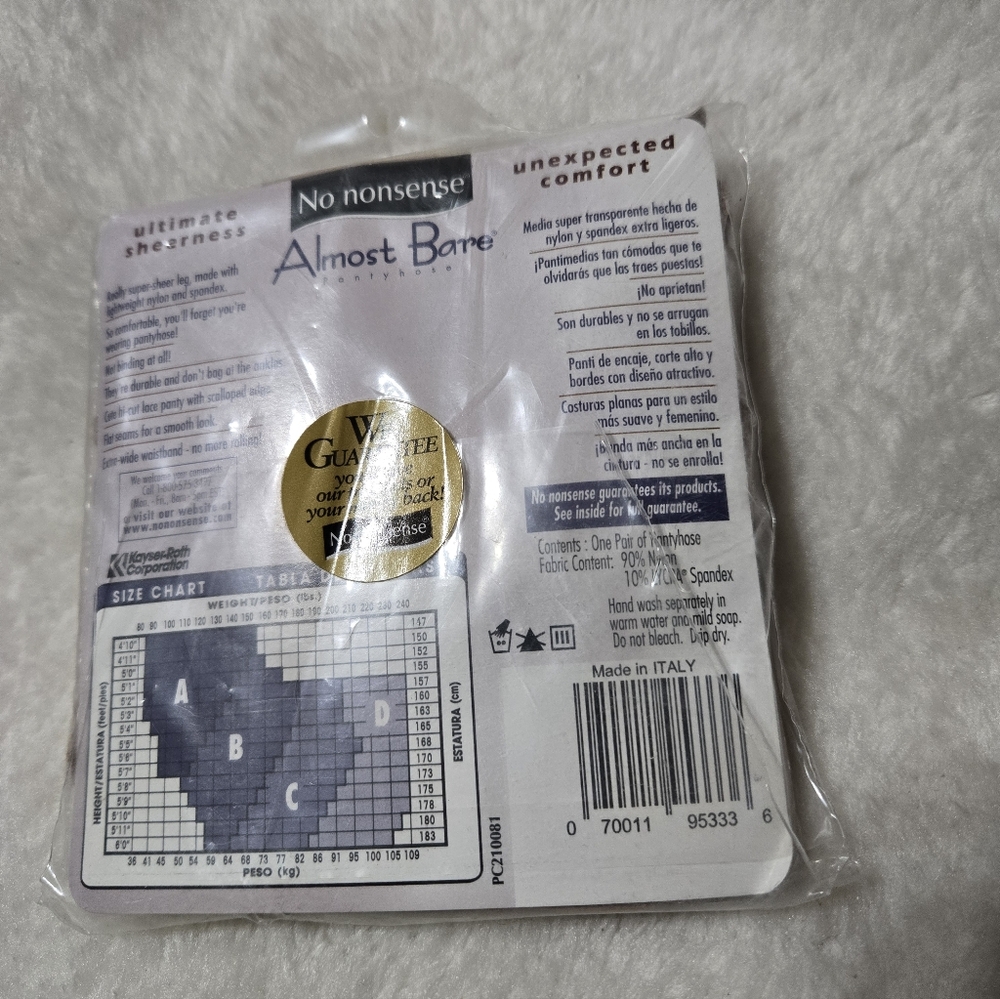 🌴No Nonsense Almost Bare Lycra Beige Mist Lace Hi-Cut Pantyhose NIP Size: C - Picture 2 of 3